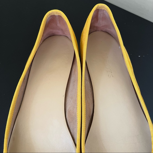 TALBOTS "Mira" Yellow Suede Pointy Toe Ballet Flats Shoes - Picture 4 of 10